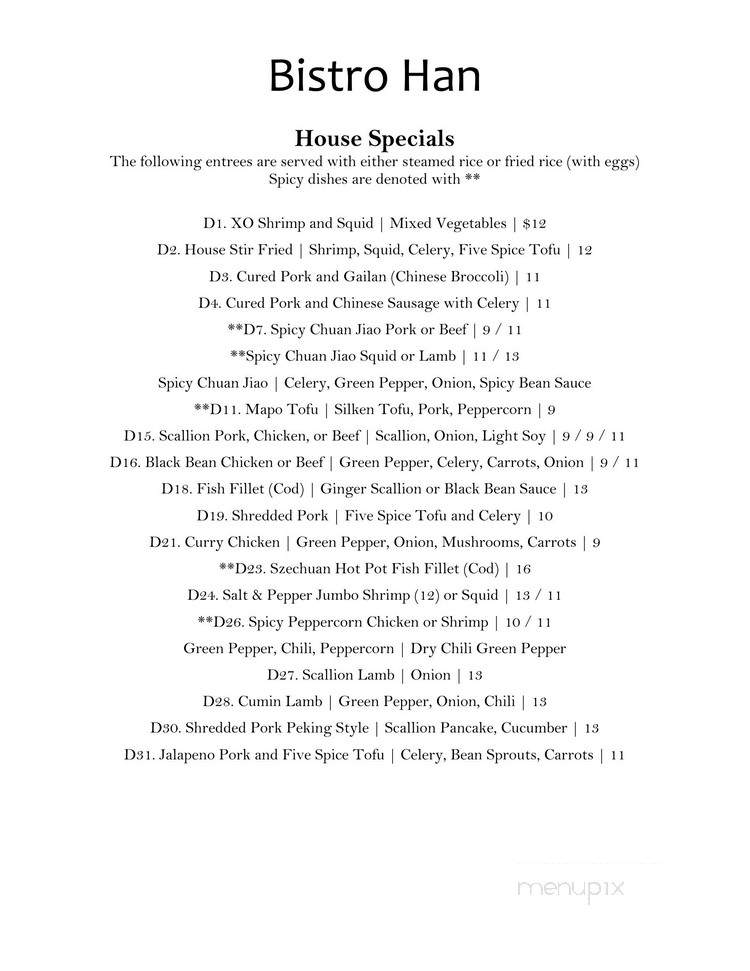 Bistro Han - Fairport, NY menu_pic