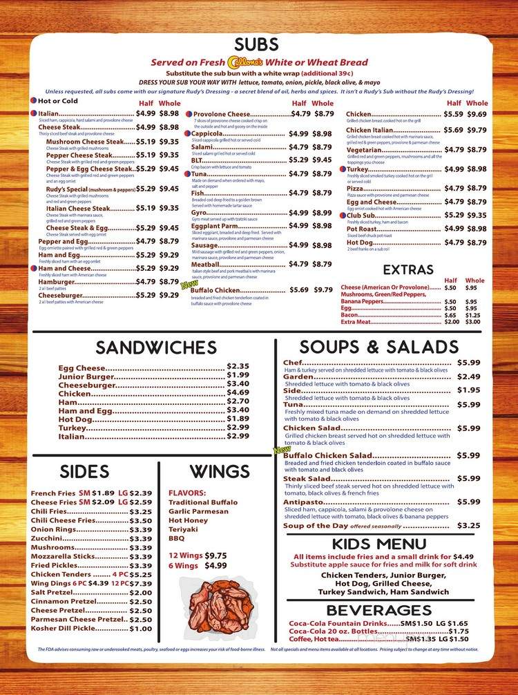 Rudy's Subs McMurray - McMurray, PA menu_pic
