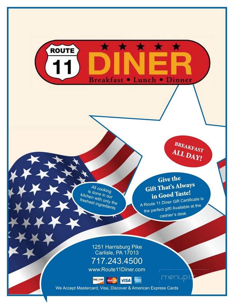 Route 11 Diner - Carlisle, PA menu_pic