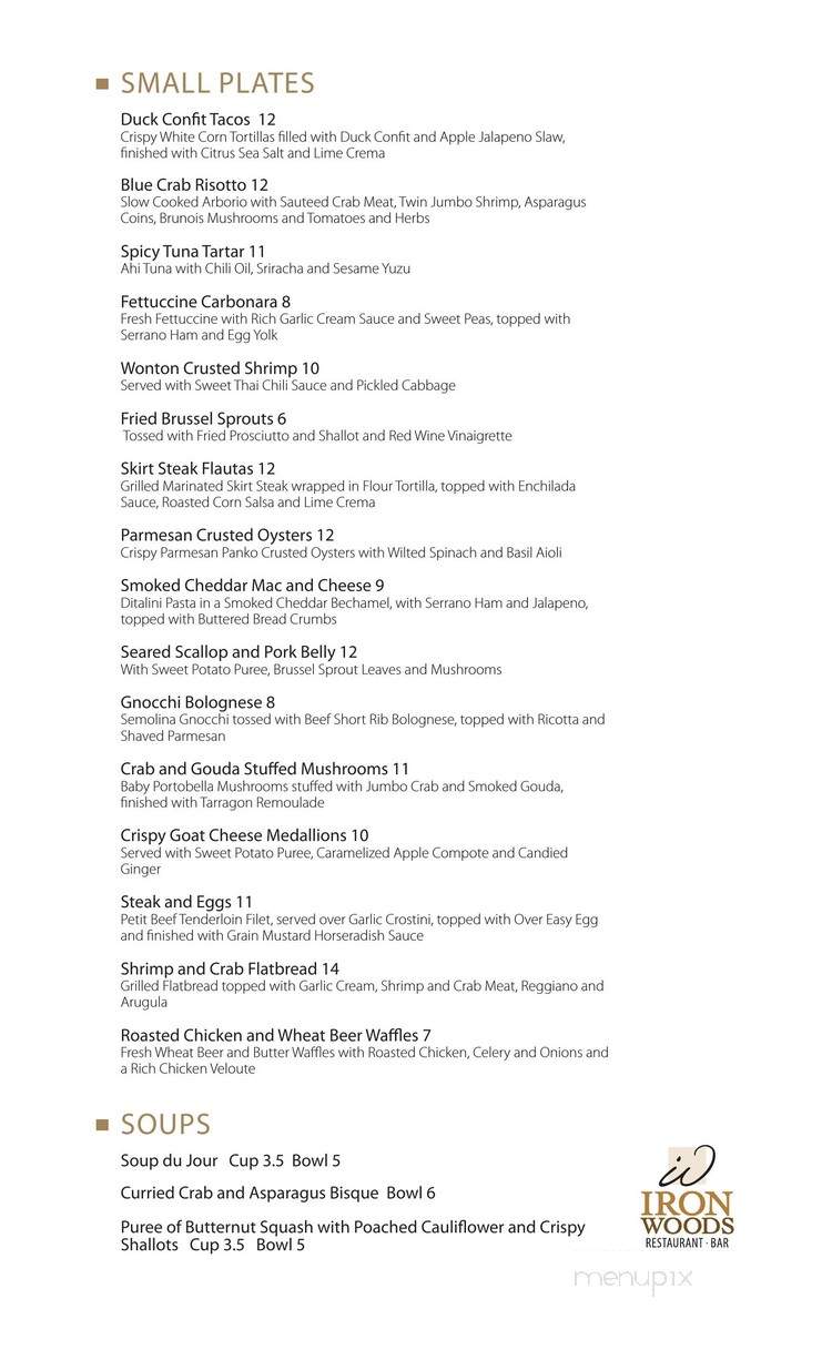 Ironwood's Restaurant - York, PA menu_pic