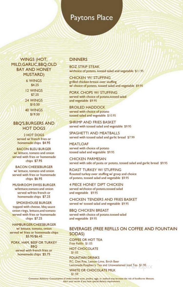 Payton's Place - Sweet Valley, PA menu_pic