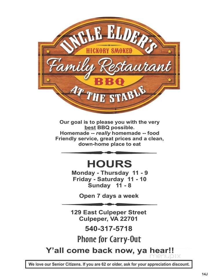 Uncle Elder's Family Restaurant - Culpeper, VA