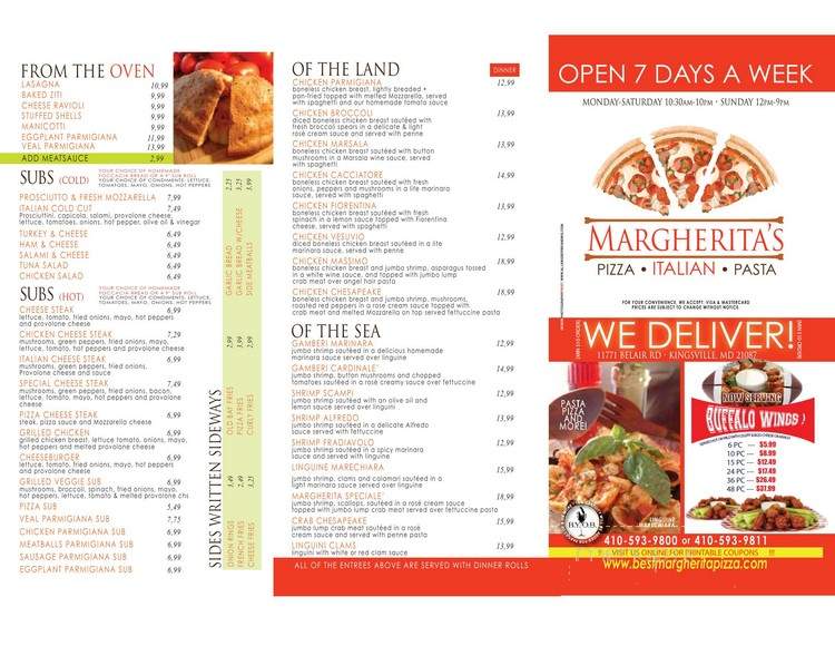 Margherita's Pizza - Bel Air, MD menu_pic