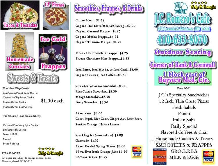 J C Romero's Neighborhood Cafe - Baltimore, MD menu_pic