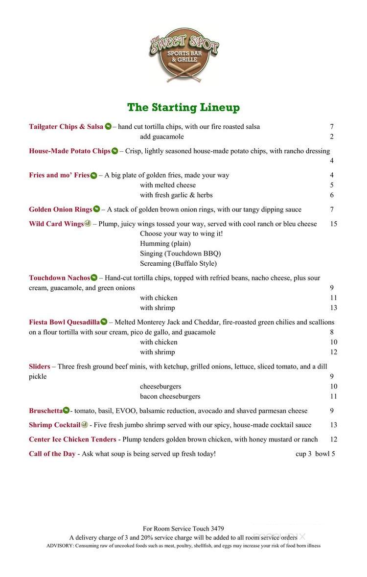 Sweet Spot Sports Bar - Santa Ana, CA menu_pic