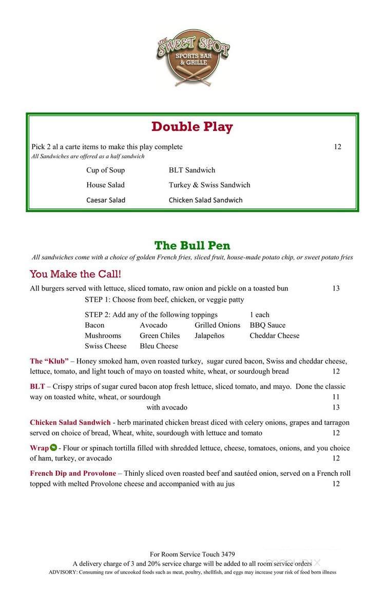 Sweet Spot Sports Bar - Santa Ana, CA menu_pic