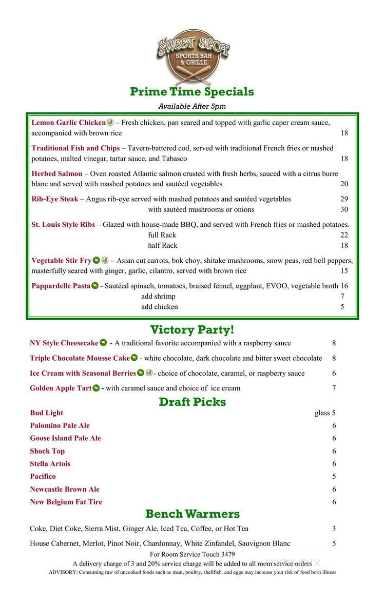 Sweet Spot Sports Bar - Santa Ana, CA menu_pic
