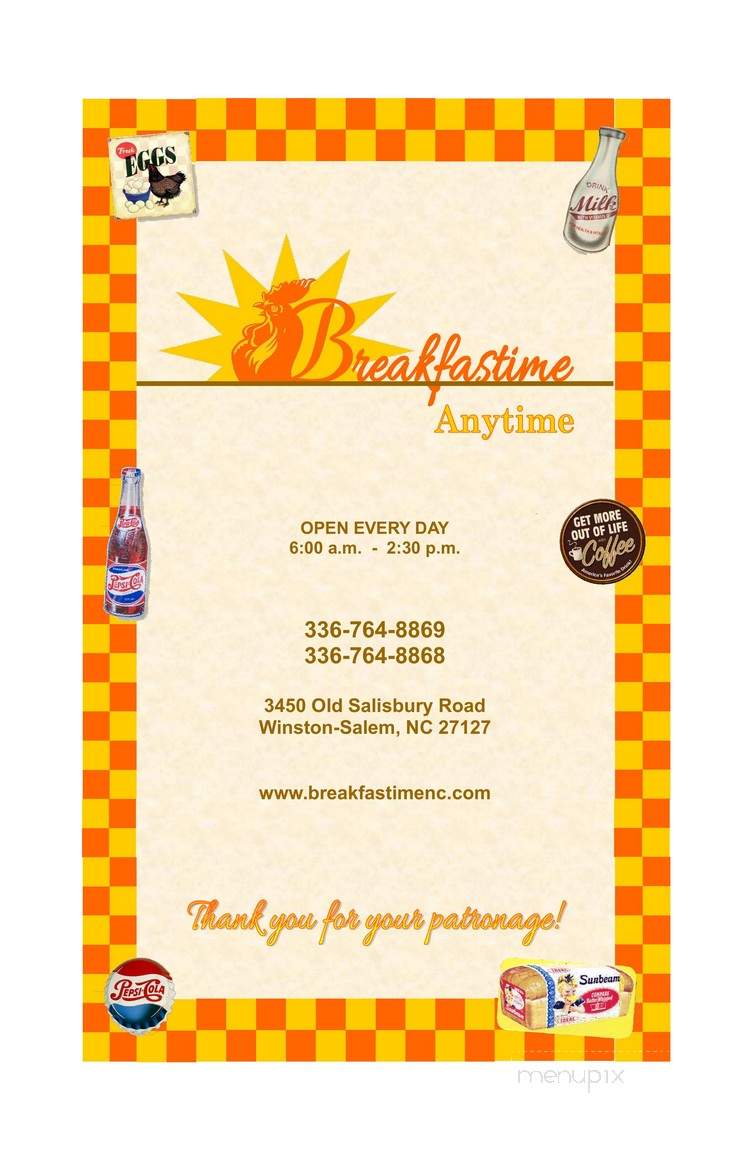 Breakfastime - Winston-Salem, NC menu_pic