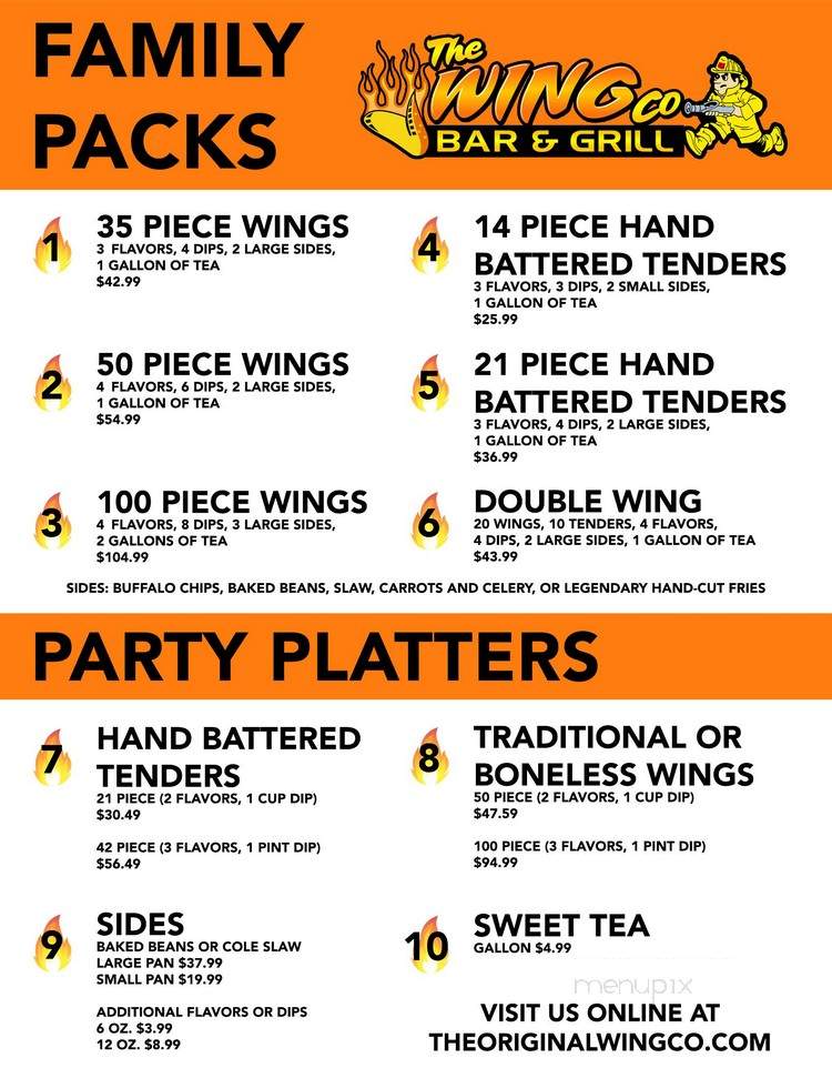 The Wing Company - Pembroke, NC menu_pic