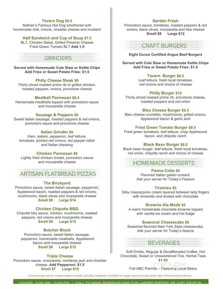 Chelsea's Brickyard Grille - Etowah, NC menu_pic