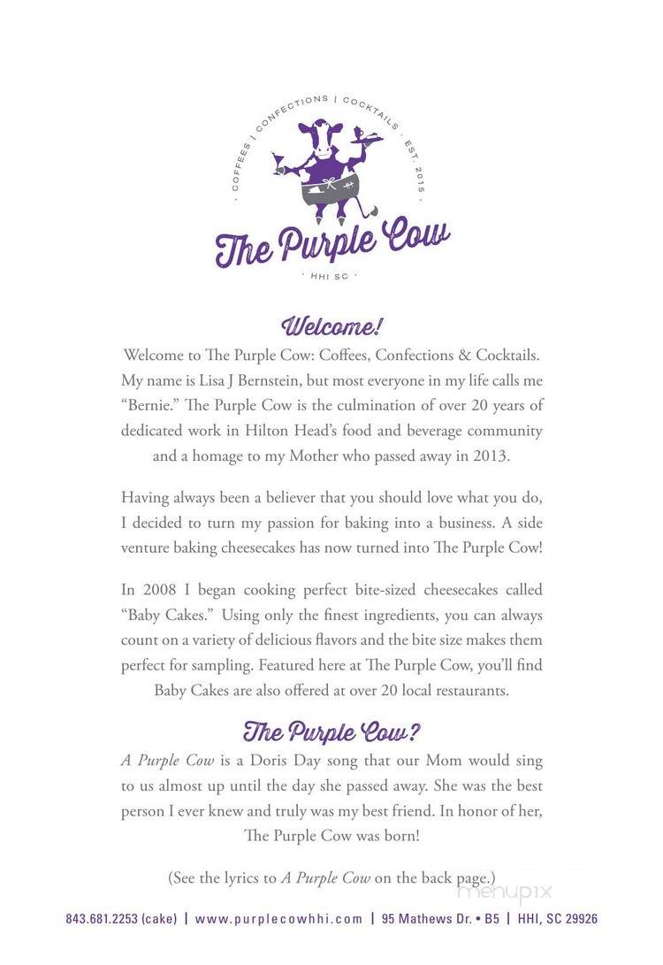 The Purple Cow - Hilton Head Island, SC menu_pic