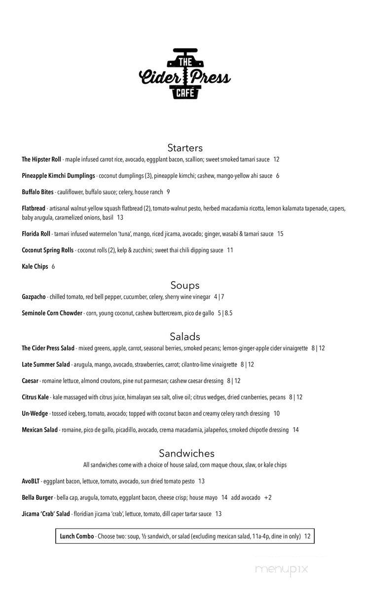 The Cider House - St. Petersburg, FL menu_pic
