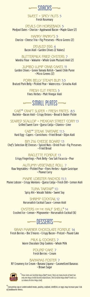Bin 216 - Cleveland, OH menu_pic