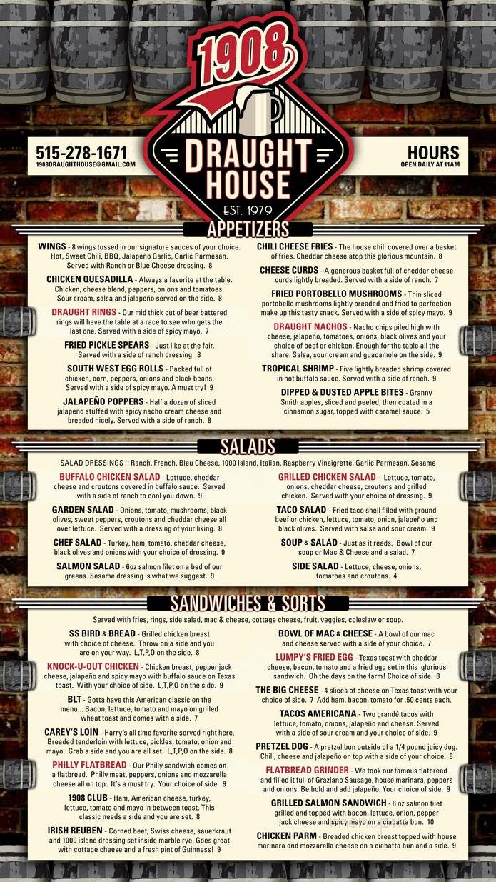 1908 Draught House - Waukee, IA menu_pic