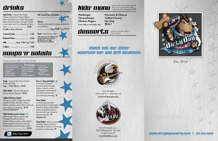The Dirty Dog American Bar & Grill - Waverly, IA menu_pic