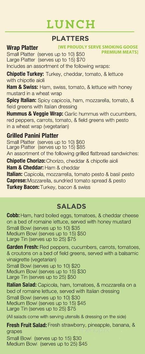 Pearings Cafe + Frozen Yogurt - Indianapolis, IN menu_pic