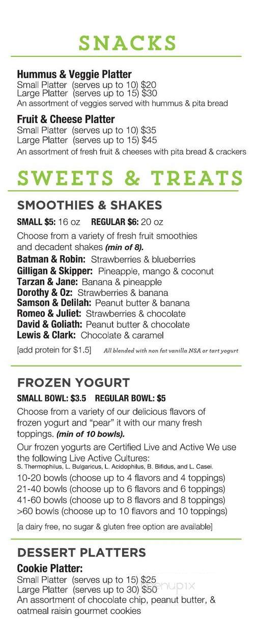 Pearings Cafe + Frozen Yogurt - Indianapolis, IN menu_pic