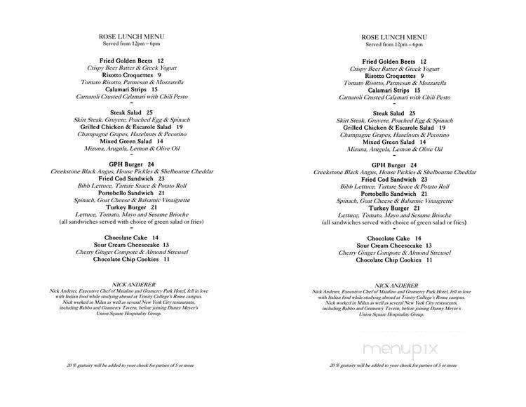 Jade Bar and Rose Bar - New York, NY menu_pic