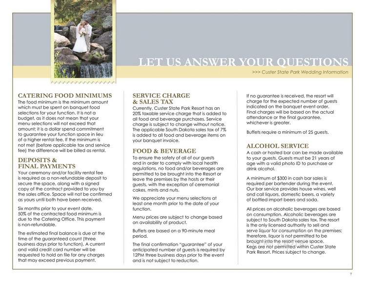 Legion Lake Lodge - Custer, SD menu_pic