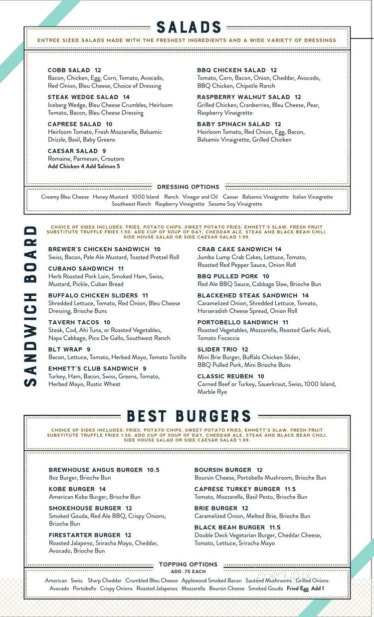 Emmett's Brewing Company - Wheaton, IL menu_pic