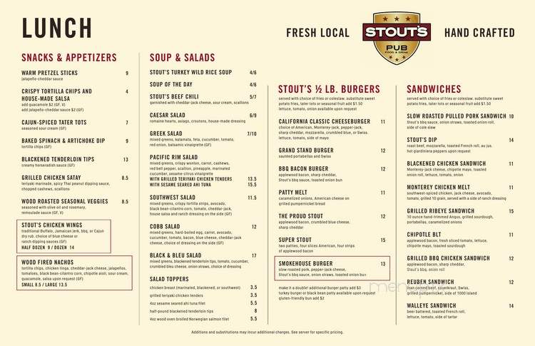 Stout's Pub - Falcon Heights, MN menu_pic