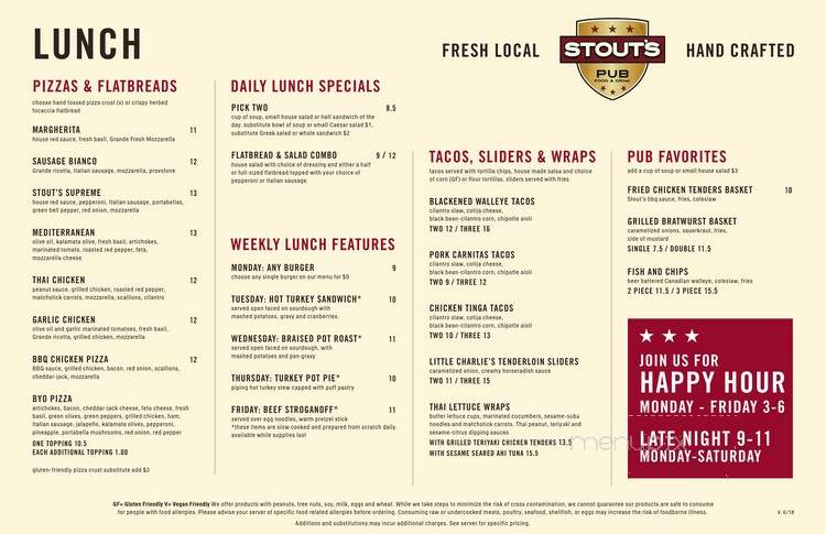 Stout's Pub - Falcon Heights, MN menu_pic