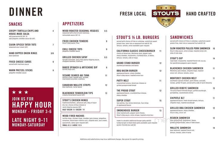 Stout's Pub - Falcon Heights, MN menu_pic