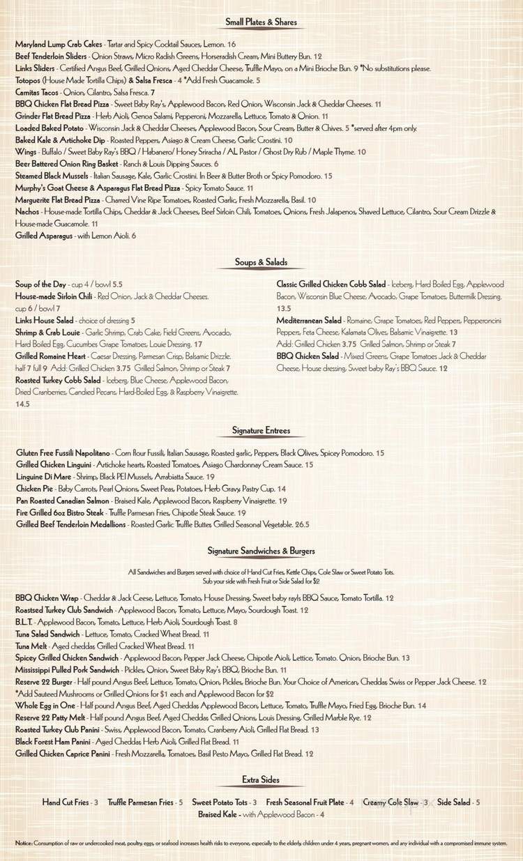 Reserve 22 - Glen Ellyn, IL menu_pic