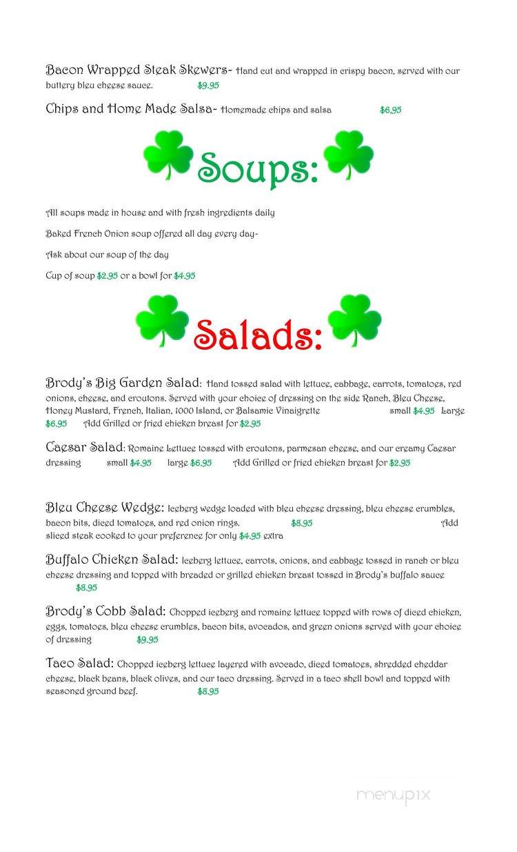 Brody's Irish Pub - Aurora, IL menu_pic