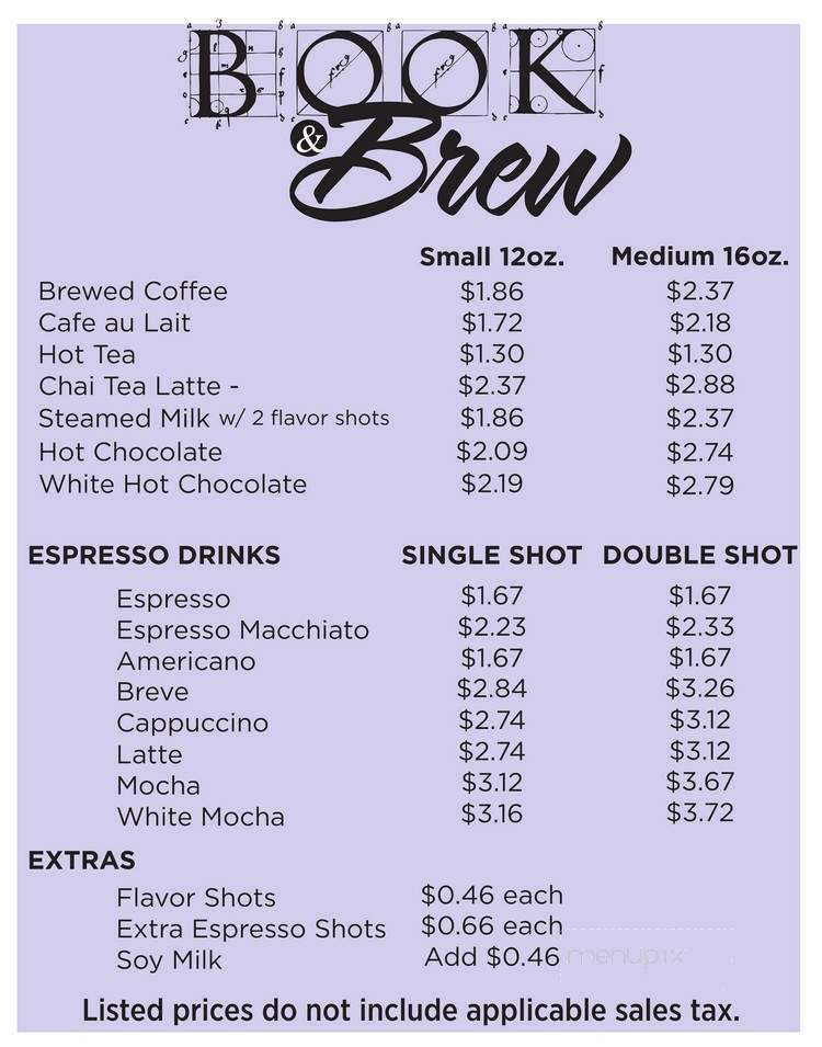 Book & Brew - Golden, CO menu_pic