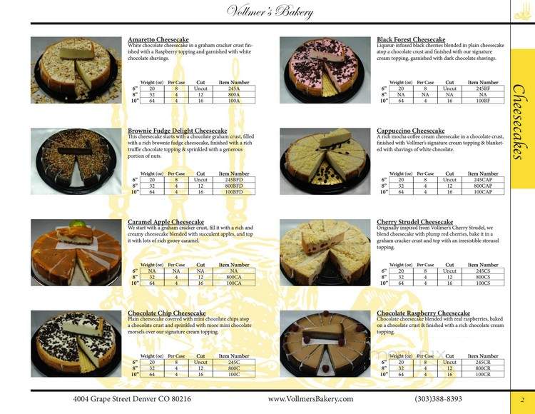 Vollmer's Bakery & Cheesecake Factory - Denver, CO menu_pic