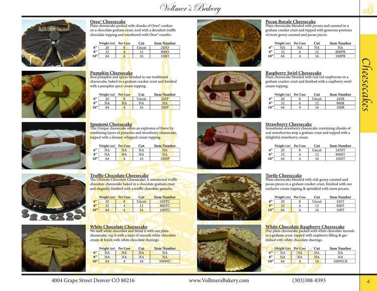 Vollmer's Bakery & Cheesecake Factory - Denver, CO menu_pic