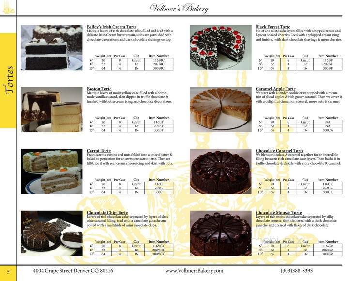 Vollmer's Bakery & Cheesecake Factory - Denver, CO menu_pic