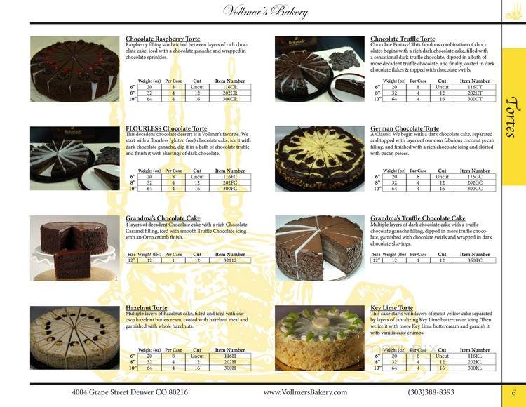 Vollmer's Bakery & Cheesecake Factory - Denver, CO menu_pic