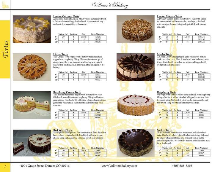Vollmer's Bakery & Cheesecake Factory - Denver, CO menu_pic
