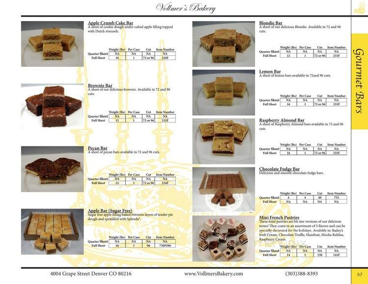 Vollmer's Bakery & Cheesecake Factory - Denver, CO menu_pic