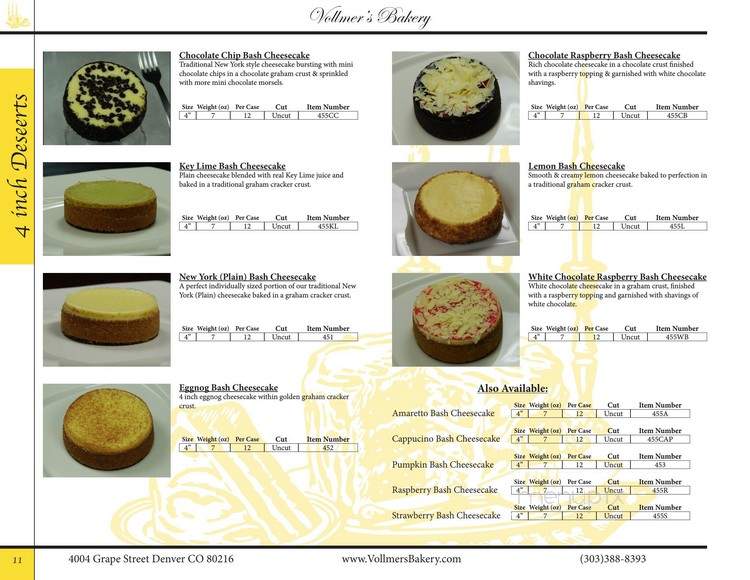 Vollmer's Bakery & Cheesecake Factory - Denver, CO menu_pic