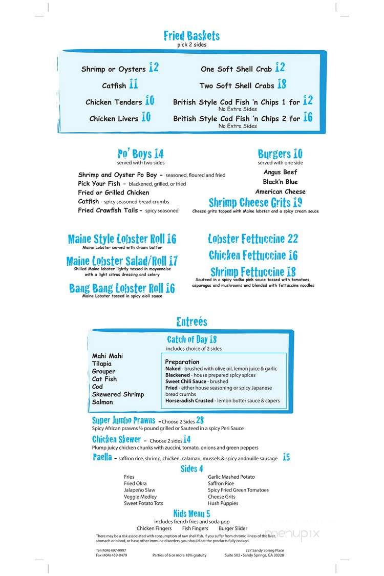 Tin Can Fish House and Oyster Bar - Sandy Springs, GA menu_pic