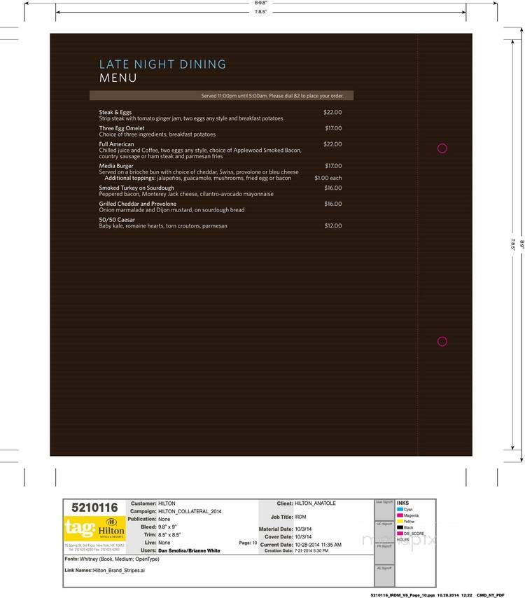 Gossip Bar - Dallas, TX menu_pic
