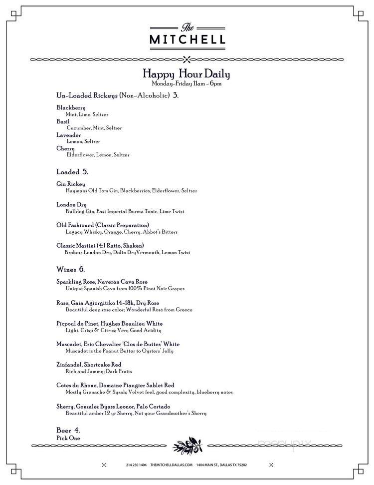 The Mitchell - Dallas, TX menu_pic