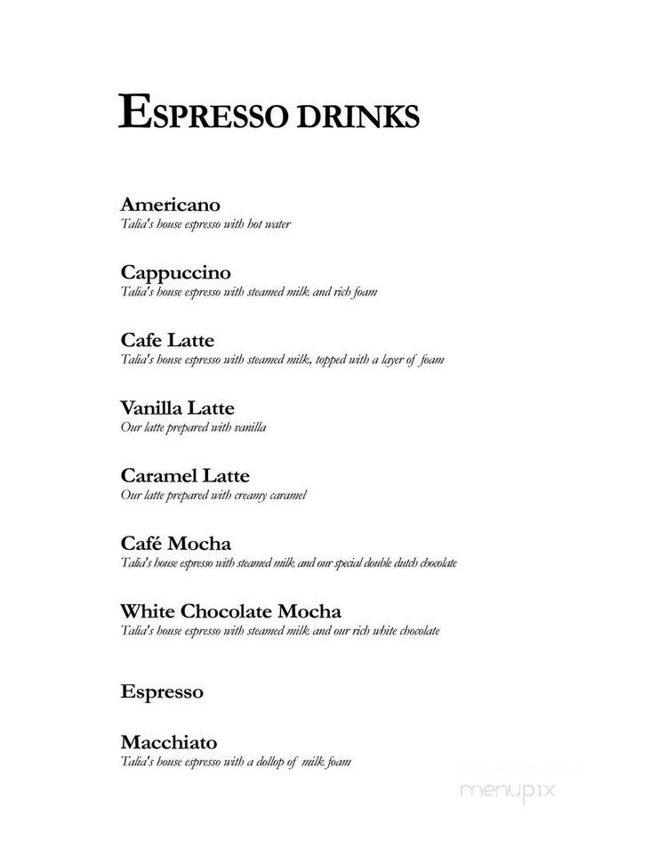 Talias Coffee Co. - Whittier, CA menu_pic
