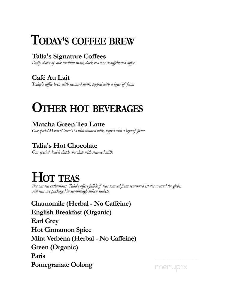 Talias Coffee Co. - Whittier, CA menu_pic