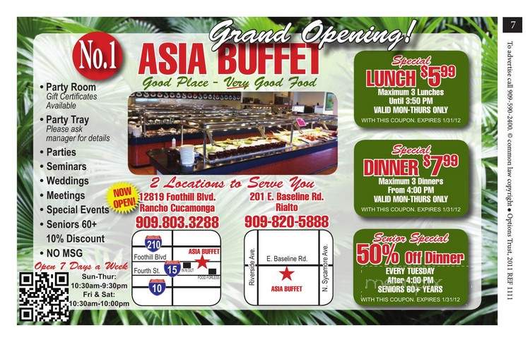 No. 1 Asia Buffett - Rialto, CA