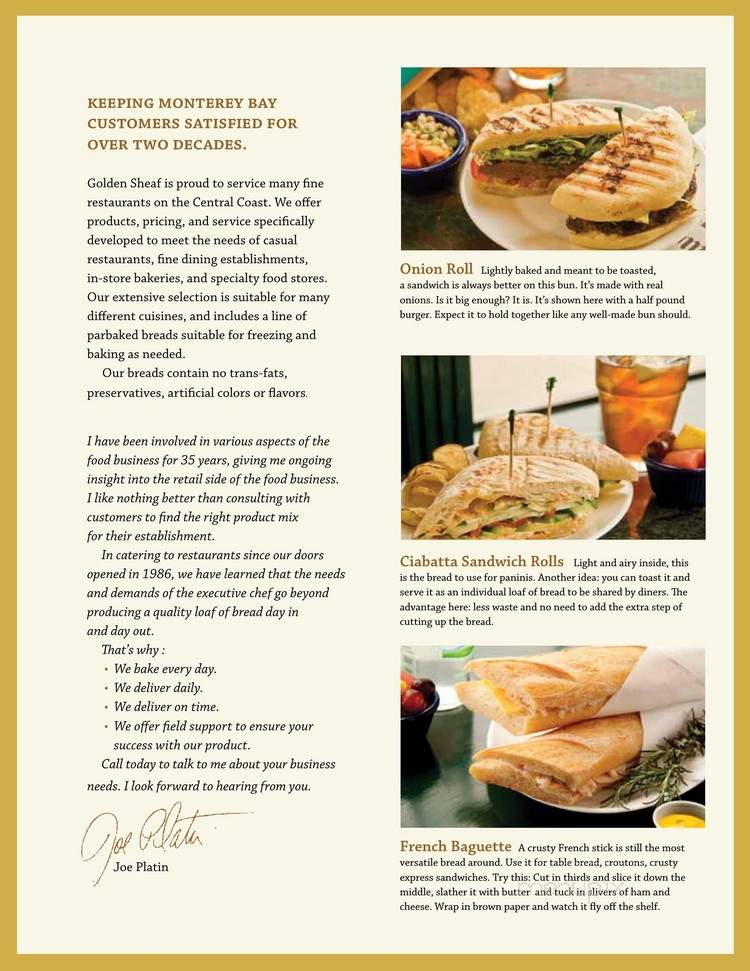 Golden Sheaf Bread - Watsonville, CA menu_pic