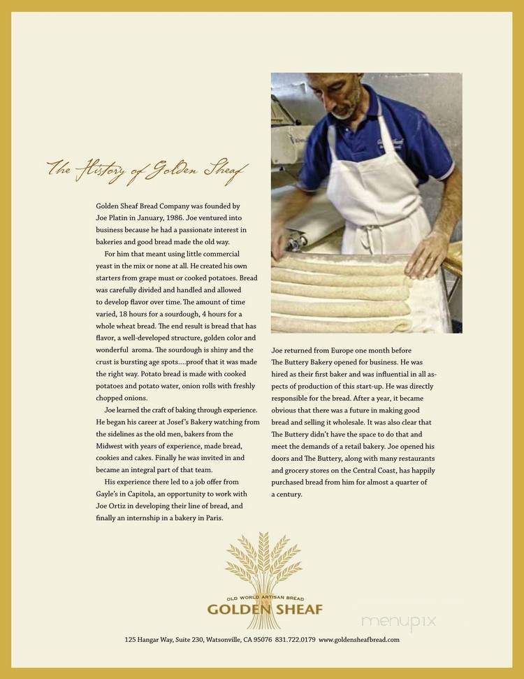 Golden Sheaf Bread - Watsonville, CA menu_pic