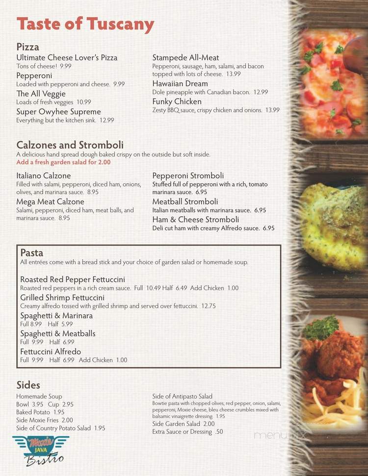 Tango Saloon - Homedale, ID menu_pic