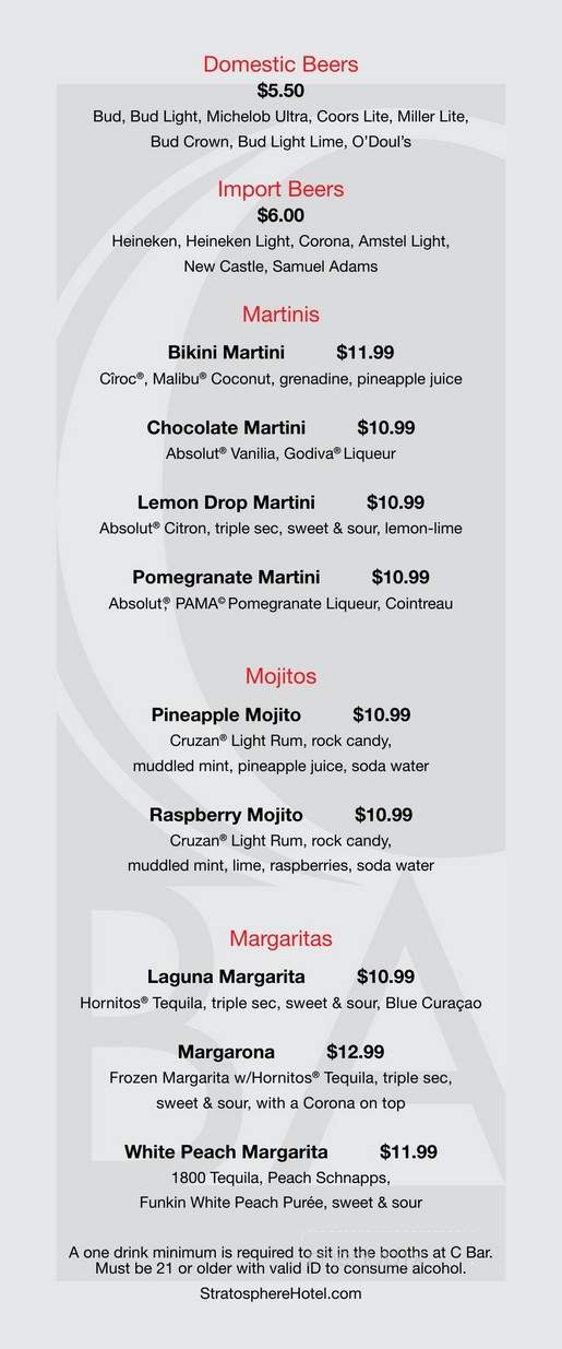 C Bar - Las Vegas, NV menu_pic