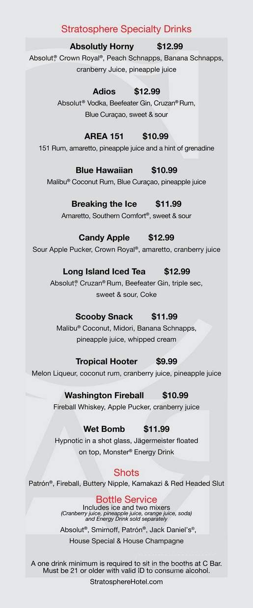 C Bar - Las Vegas, NV menu_pic