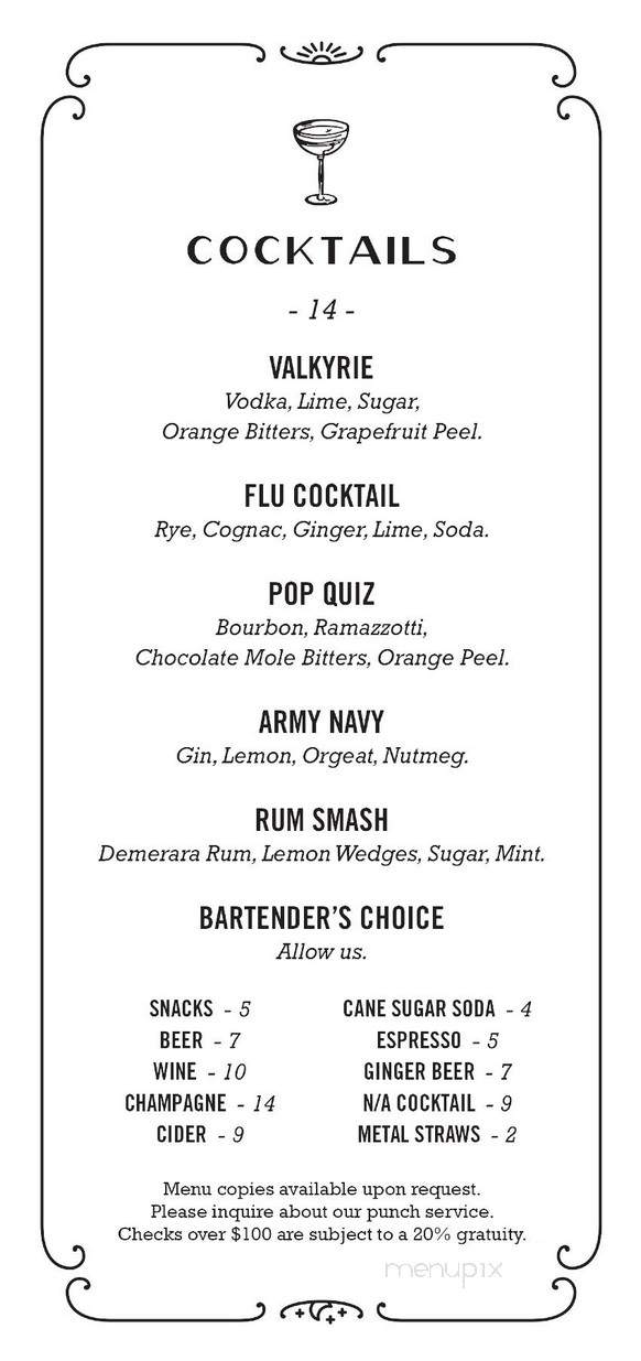 The Varnish - Los Angeles, CA menu_pic