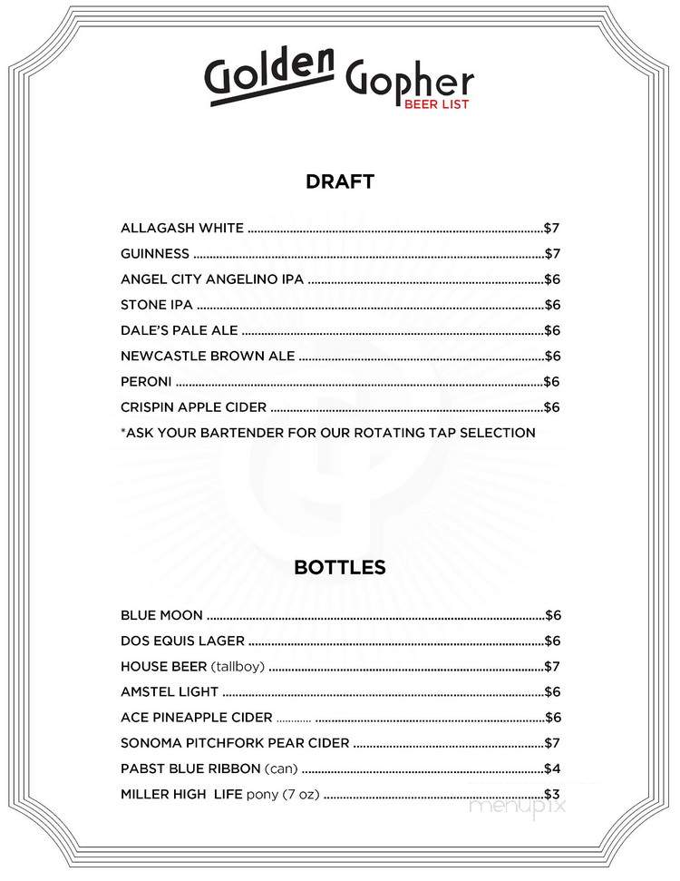 Golden Gopher - Los Angeles, CA menu_pic